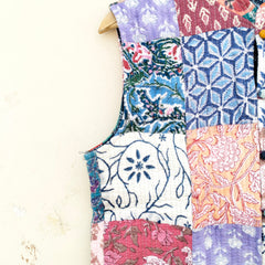 Cotton Handcrafted Kantha Jacket Print Patchwork Women's Quilted Reversible Coat, Kimono Indian Hand Block Printed Vintage Style Boho Vest Autumn Gift for her - 8