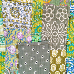 Cotton Handcrafted Kantha Jacket Print Patchwork Women's Quilted Reversible Coat, Kimono Indian Hand Block Printed Vintage