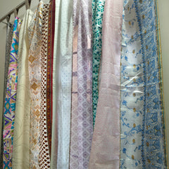 Handmade Indian Silk Saree Curtains Boho Patchwork Window Decor (Set of 2) - 2
