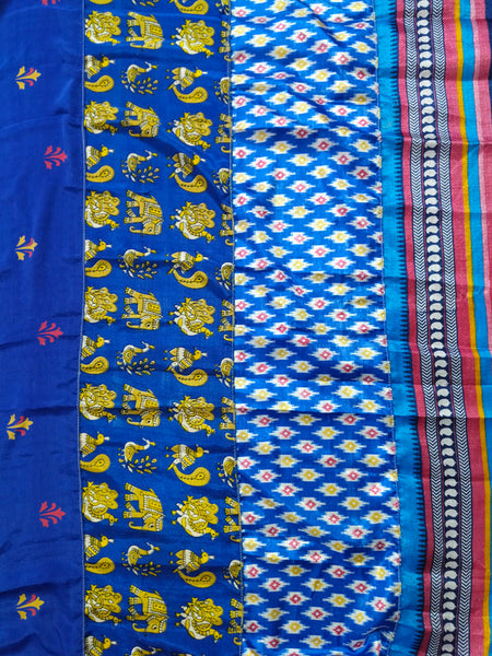 Handmade Indian Silk Saree Curtains Boho Patchwork Window Decor (Set of 2) - 3