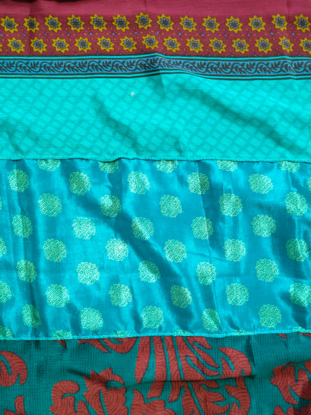 Handmade Indian Silk Saree Curtains Boho Patchwork Window Decor (Set of 2) - 9