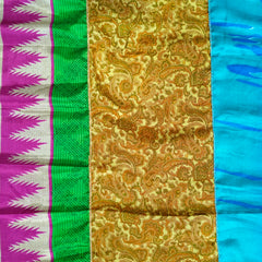Handmade Indian Silk Saree Curtains Boho Patchwork Window Decor (Set of 2) - 6