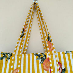 Quilted cotton handprinted reversible large floral patch work stripe tote bag eco friendly Sturdy Grocery Shopping Artist Boho - 34