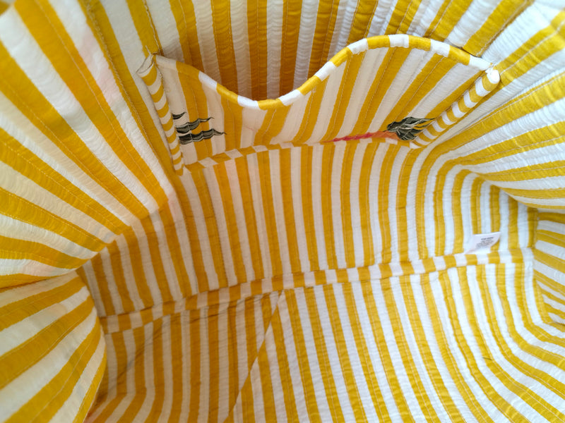 Quilted cotton handprinted reversible large floral patch work stripe tote bag eco friendly Sturdy Grocery Shopping Artist Boho - 33