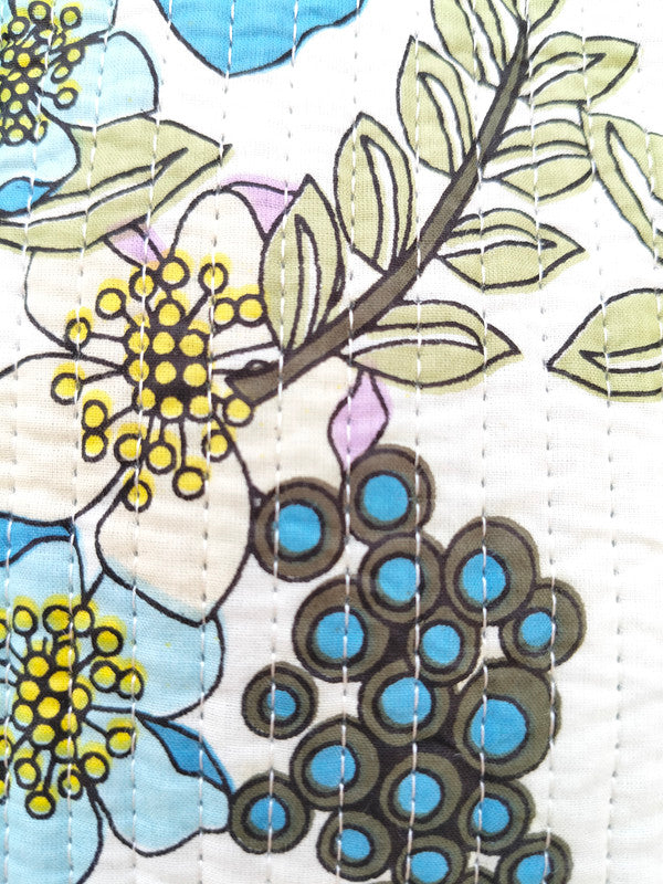 Quilted cotton handprinted reversible large floral patch work stripe tote bag eco friendly Sturdy Grocery Shopping Artist Boho - 37