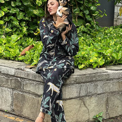 Women's Floral Long Sleeve Pajama Set Cozy Sleepwear Gift for Her - 2