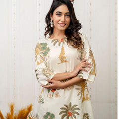 Women's Cotton Co-ord Set | Casual Summer White Floral Print Co-ord Set for Effortless Style
