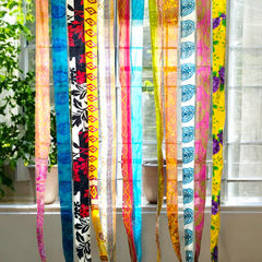 Handmade Indian Silk Saree Curtains Boho Patchwork Window Decor (Set of 2) - 10