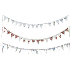 Recycled Bunting - SALE Handmade Sari Off Cuts, Eco-Friendly Decoration, Unique Colorful Flags, Vibrant Garden Garland - 1