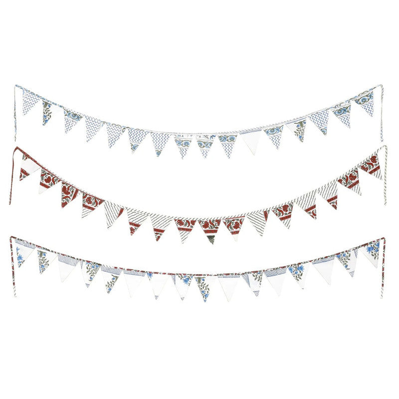 Recycled Bunting - SALE Handmade Sari Off Cuts, Eco-Friendly Decoration, Unique Colorful Flags, Vibrant Garden Garland - 1