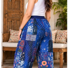 Hippie Patchwork Harem Pants – Soft Breathable Rayon, Handmade Blue Fit - kraafty-com