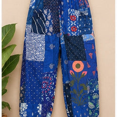 Hippie Patchwork Harem Pants – Soft Breathable Rayon, Handmade Blue Fit - kraafty-com