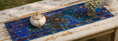 Vintage Cotton Blue Table Runner — Khambhadiya Embroidery