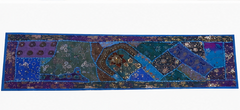 Vintage Cotton Blue Table Runner — Khambhadiya Embroidery