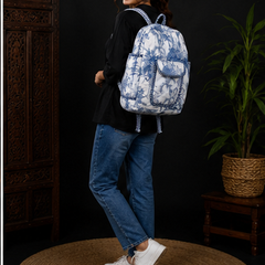 Women's Quilted Cotton Backpack | Handmade white Paisley Print Shoulder Bag - kraafty-com