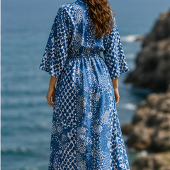Vintage Kantha Kimono Robe — Handmade Cotton Dressing Gown