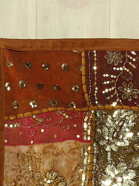 Beaded Tapestry Wall Hanging - Bohemian Vintage Cotton Embroidered Patchwork Home Decor - 6