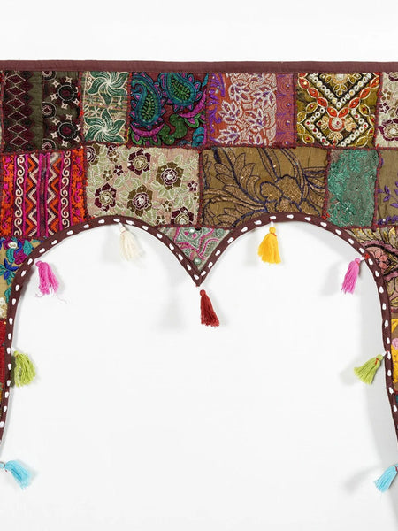Traditional Vintage Patchwork Toran Boho Door Hanging, Bandhanwar, Window Valance with Embroidery - 5