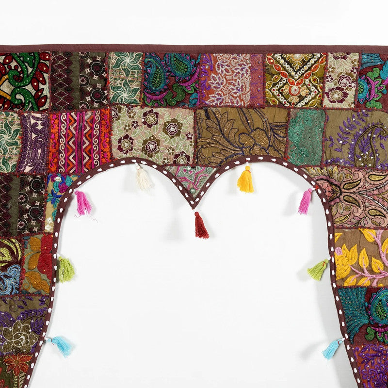 Traditional Vintage Patchwork Toran Boho Door Hanging, Bandhanwar, Window Valance with Embroidery - 5 - kraafty-com