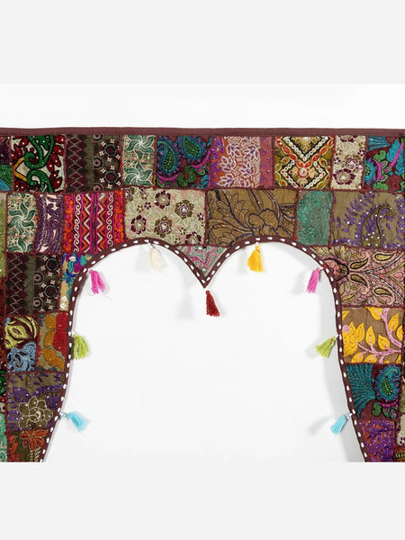 Traditional Vintage Patchwork Toran Boho Door Hanging, Bandhanwar, Window Valance with Embroidery - 5