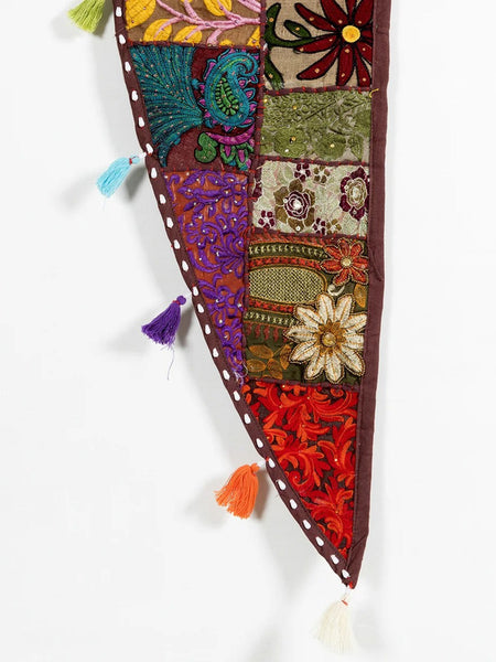 Traditional Vintage Patchwork Toran Boho Door Hanging, Bandhanwar, Window Valance with Embroidery - 5