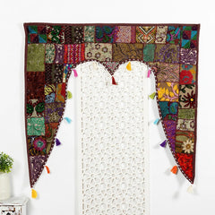 Traditional Vintage Patchwork Toran Boho Door Hanging, Bandhanwar, Window Valance with Embroidery - 5 - kraafty-com