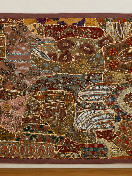 Large Cotton Wall Tapestry — Khambhadiya Boho Bedroom Brown Decor