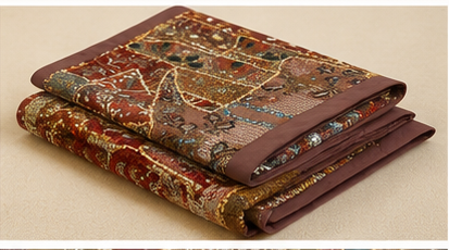 Large Cotton Wall Tapestry — Khambhadiya Boho Bedroom Brown Decor