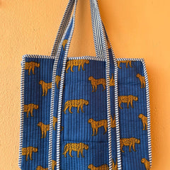 Quilted Cotton Boho Tote Multi-Color Gardenia Bloom Reversible & Handmade