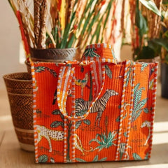 Women Shopping Bag, Cotton Quilted Tote Bag, Indian Handmade Bag, Party Bag, Large Market Bag, Shoulder Bag, Beach Bag, Eco Friendly Tote - 7