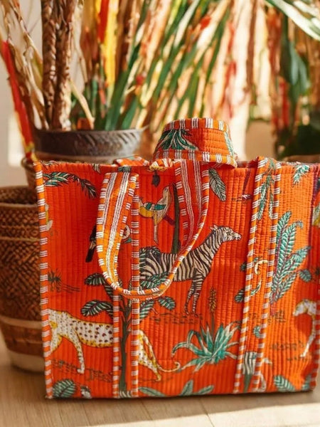 Women Shopping Bag, Cotton Quilted Tote Bag, Indian Handmade Bag, Party Bag, Large Market Bag, Shoulder Bag, Beach Bag, Eco Friendly Tote - 7