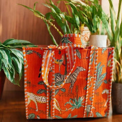 Women Shopping Bag, Cotton Quilted Tote Bag, Indian Handmade Bag, Party Bag, Large Market Bag, Shoulder Bag, Beach Bag, Eco Friendly Tote - 7