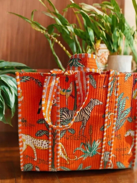 Women Shopping Bag, Cotton Quilted Tote Bag, Indian Handmade Bag, Party Bag, Large Market Bag, Shoulder Bag, Beach Bag, Eco Friendly Tote - 7