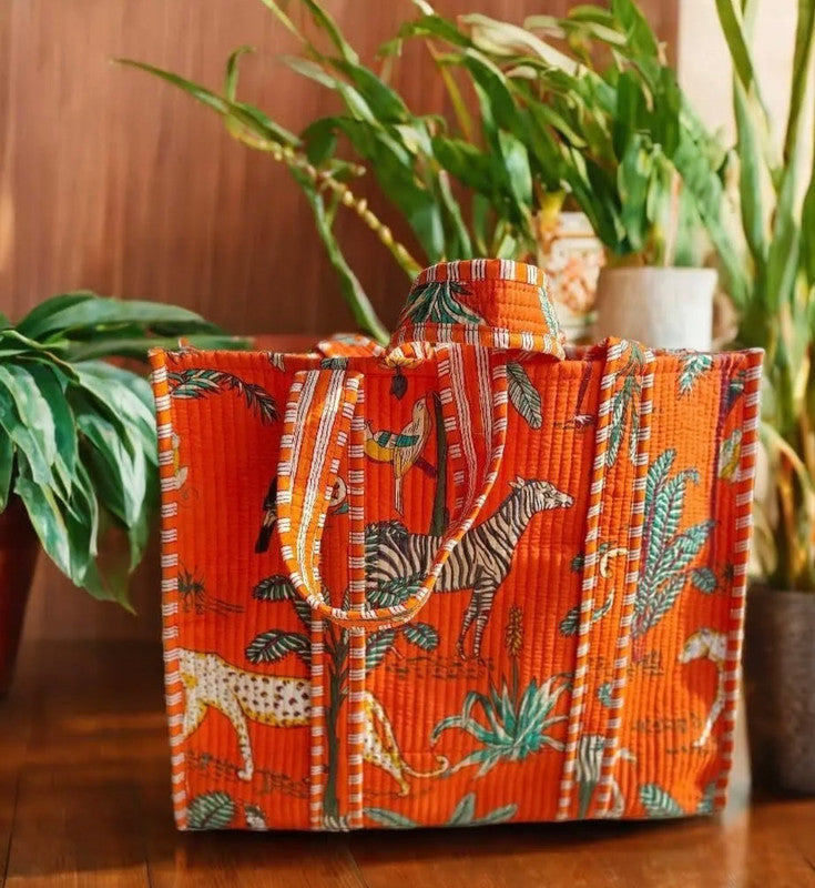 Women Shopping Bag, Cotton Quilted Tote Bag, Indian Handmade Bag, Party Bag, Large Market Bag, Shoulder Bag, Beach Bag, Eco Friendly Tote - 7