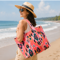 Cotton Tote Bag for Women | Quilted, Reversible & Handmade Beach Orange Tote - kraafty-com