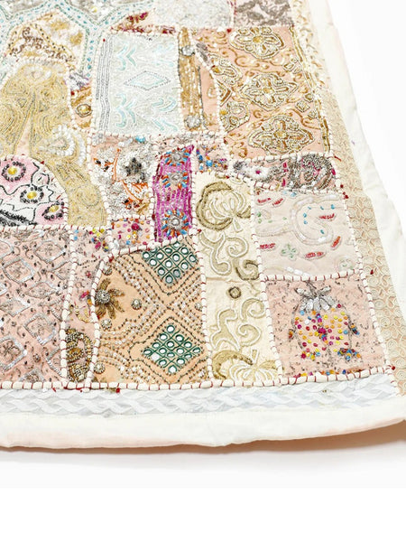 Beaded Tapestry Wall Hanging - Bohemian Vintage Cotton Embroidered Patchwork Home Decor - 3