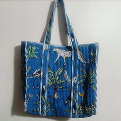 Jaipuri Print Tote Bag Indian Cotton Quilted Tote Bag Shopping Carry Bag Hand Bag Shoulder Market Daily Use Tote Bag