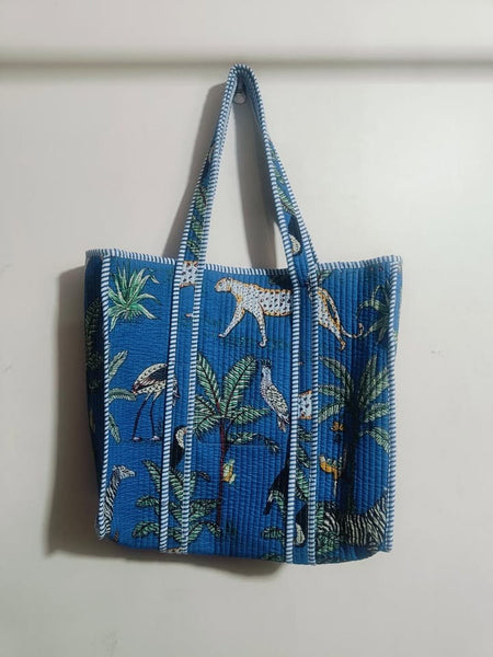 Jaipuri Print Tote Bag Indian Cotton Quilted Tote Bag Shopping Carry Bag Hand Bag Shoulder Market Daily Use Tote Bag