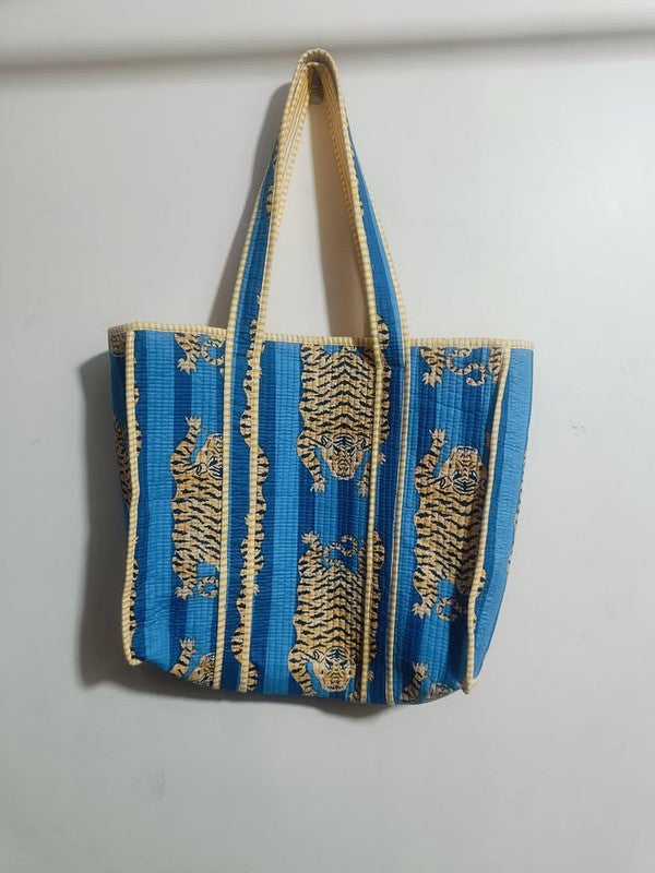 Jaipuri Print Tote Bag Indian Cotton Quilted Tote Bag Shopping Carry Bag Hand Bag Shoulder Market Daily Use Tote Bag