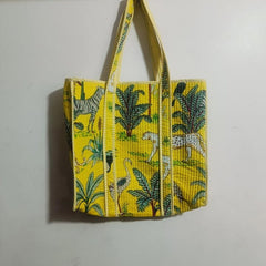 Jaipuri Print Tote Bag Indian Cotton Quilted Tote Bag Shopping Carry Bag Hand Bag Shoulder Market Daily Use Tote Bag