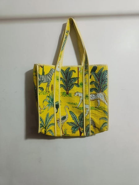 Jaipuri Print Tote Bag Indian Cotton Quilted Tote Bag Shopping Carry Bag Hand Bag Shoulder Market Daily Use Tote Bag