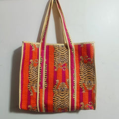 Jaipuri Print Tote Bag Indian Cotton Quilted Tote Bag Shopping Carry Bag Hand Bag Shoulder Market Daily Use Tote Bag