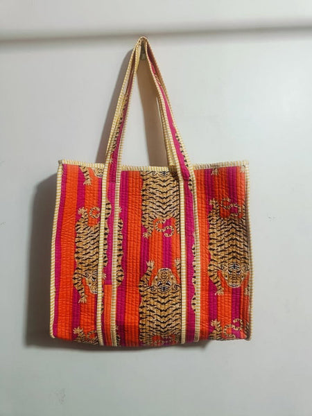 Jaipuri Print Tote Bag Indian Cotton Quilted Tote Bag Shopping Carry Bag Hand Bag Shoulder Market Daily Use Tote Bag