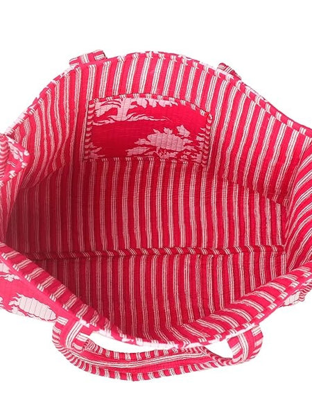 Women Shopping Bag, PINK Cotton Quilted Tote Bag, Indian Handmade Bag, Party Bag, Large Market Bag, Shoulder Bag, Beach Bag, Eco Friendly Tote - 2