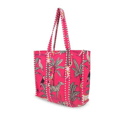 Women Shopping Bag, Cotton pink Quilted Tote Bag, Indian Handmade Bag, Party Bag, Large Market Bag, Shoulder Bag, Beach Bag, Eco Friendly Tote