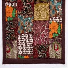 Indian Embroidery Brown Patchwork Cotton Table Runner: Handcrafted Elegance for Your Home
