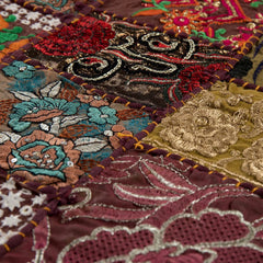 Indian Embroidery Brown Patchwork Cotton Table Runner: Handcrafted Elegance for Your Home