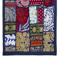 Elegant and Timeless: Beautiful Indian Embroidery Blue Patchwork Cotton Table Runner