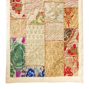 Indian Handmade Beige Khambadiya Patchwork Cotton Runner - 1