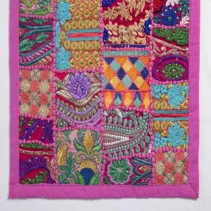 Beautiful Pink Patchwork Embroidered Table Runner